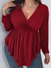 C 27026 Knot Solid Color Long Sleeve V Neck Ť�ᴿɫŮװ