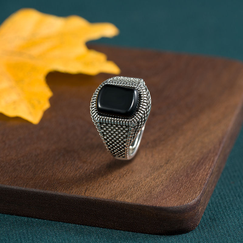 Vintage Designer Ring Für Damen Aus Achat Und Hetian Jade_voghion.com