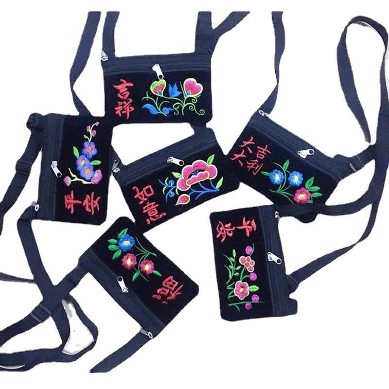 Directo de fábrica Nuevo Mini pequeño bolso cuadrado fu patrón de carácter moda bolso bordado bolso de la cintura de las mujeres bolso de pecho monedero del teléfono móvil