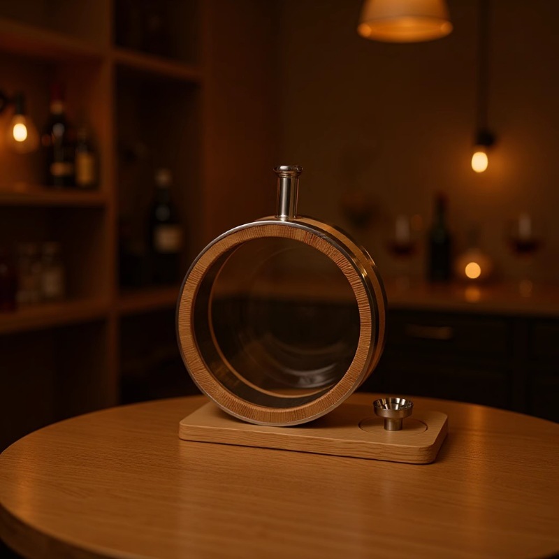 800ml Whiskey Bottle Visible Oak Barrel Cocktail Wine Barrel Soaked Wine Barrel Brandy Oak Barrel