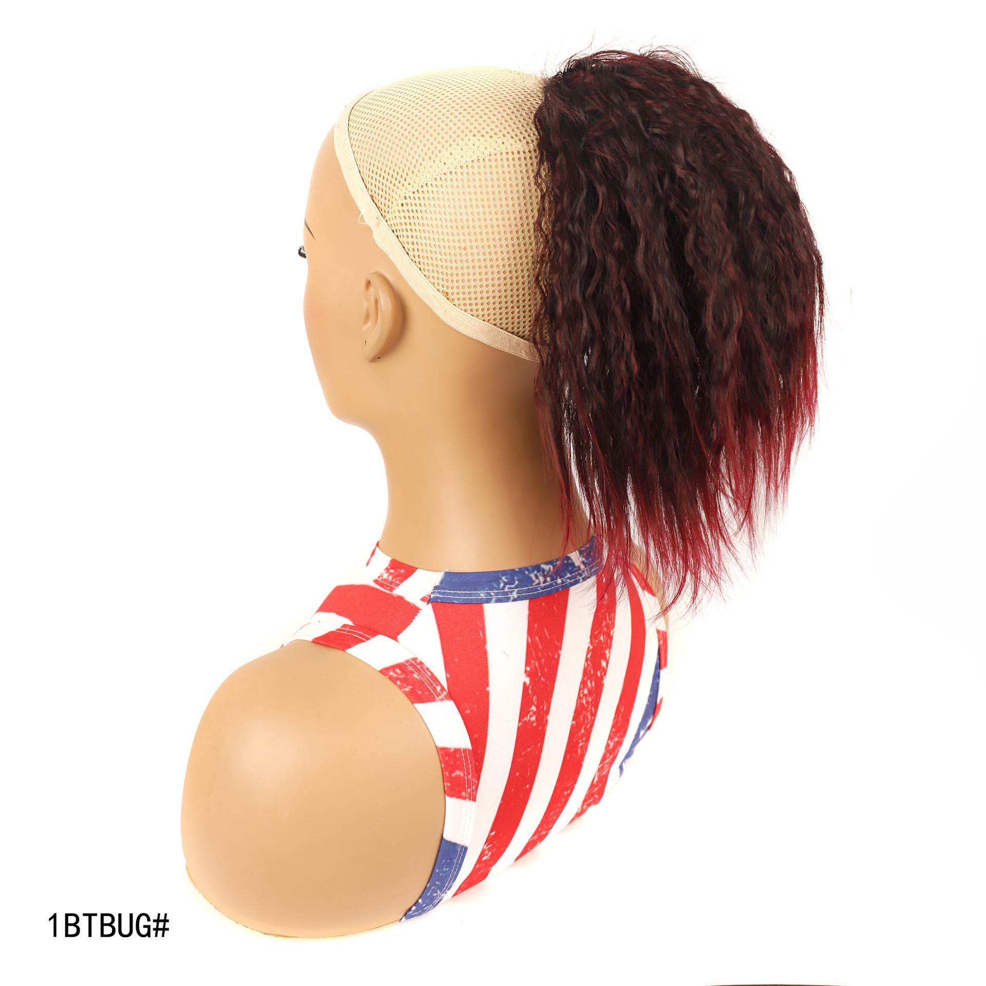 Wig ponytail, short fluffy corn perm wig ponytail, African women's drawstring short ponytail wholesale_voghion.com