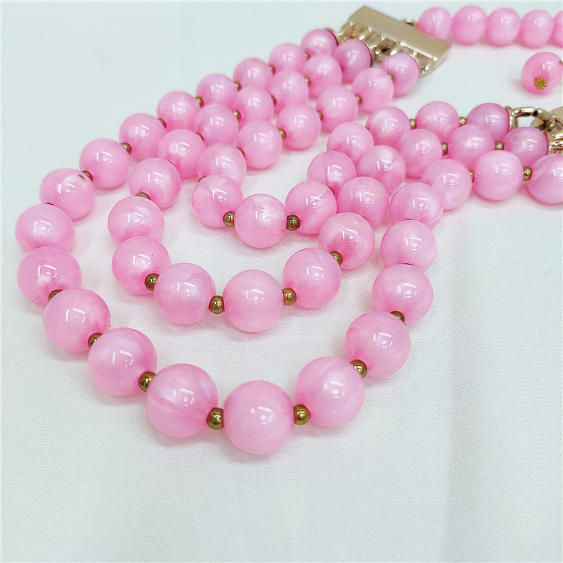 Retro Round Bead Necklace Earrings Set display picture 5