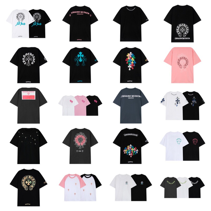 In-Stock Cross-Border High Version Chrome Hearts Cross Color Printed Short-Sleeve T-Shirt