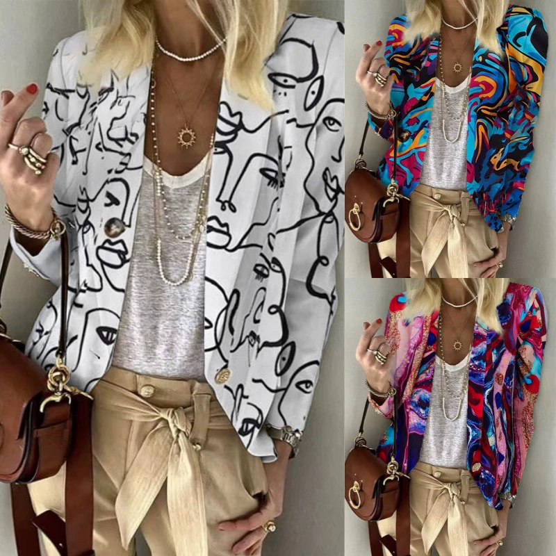 2050 Внешняя торговля Amazon Европы и США не обнаруживает женскую повседневную женскую куртку с принтом, модную женскую одежду