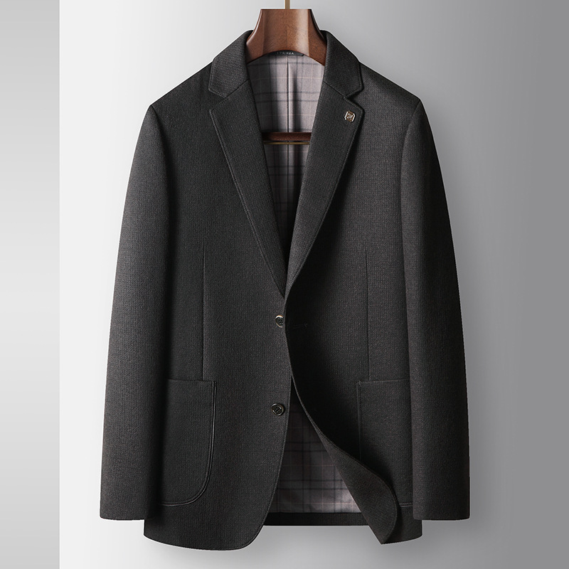 Erkek Giyim takım elbise sonbahar ve kış hafif lüks yün iş bekar batı orta yaşlı ve genç insanlar düz renk günlük takım elbise ceket trendi_voghion.com