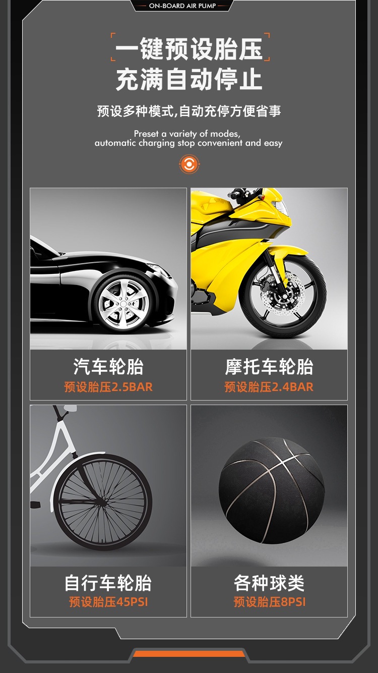 Car Wireless Air Pump, Car Air Pump, Electric Tire High-Pressure Quick-Start Air Pump, All-In-One Electric Pump