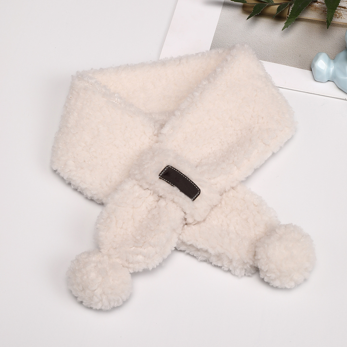Faux cordero lana invierno engrosada bufanda de los niños del bebé lindo caliente engrosada bufanda de moda coreana