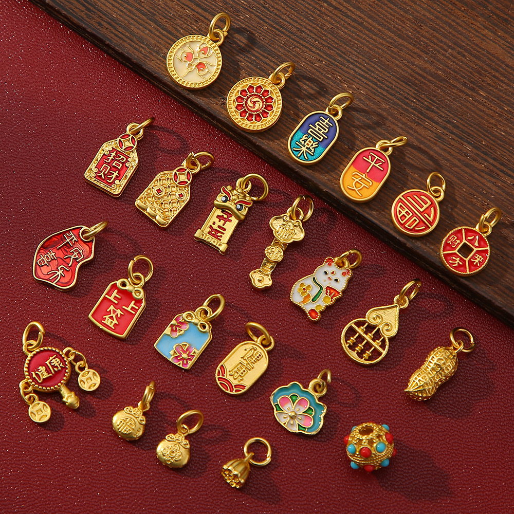 new chinese alloy safety ornaments diy ruyi peanut pendant bracelet necklace pendants accessories