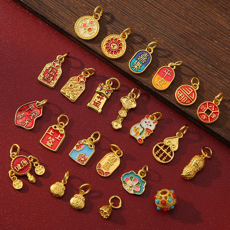 New Chinese Alloy Safe Opening Hanging Ornaments DIY Ruyi Peanut Pendant Bracelet Necklace Pendant Jewelry Accessories