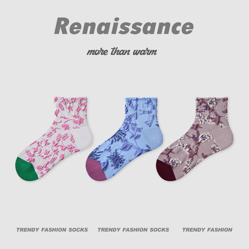 Renaissanceオリジナルの女性靴下夏の色合わせレリーフソックス