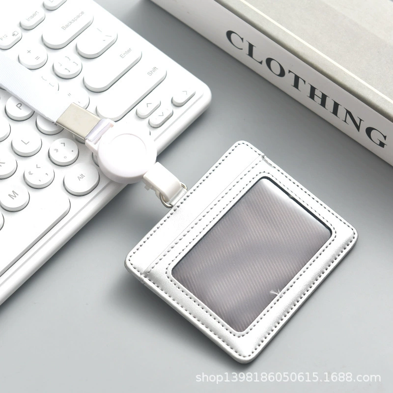 retractable factory brand identity protection cover work ID card holder with lanyard employee badge student ID card ID card