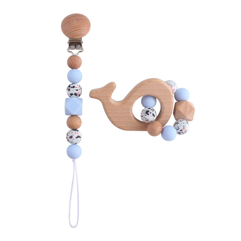 Bebé DIY creativo haya chupete clip pezón Cadena de leopardo perlas silicona Beech animal juguete teether palo