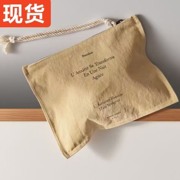 Cotton and Linen Cloth Clutch Bag, New Retro Simple Large-Capacity Small Square Bag, Versatile for Daily Use, Printed Mobile Phone Coin Purse