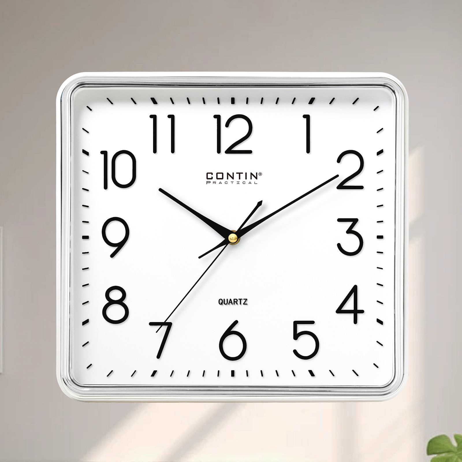 Reloj de pared cuadrado de plástico con números 3D - Silencioso y de moda - Para sala de estar y hogar - Venta al por mayor de fábrica