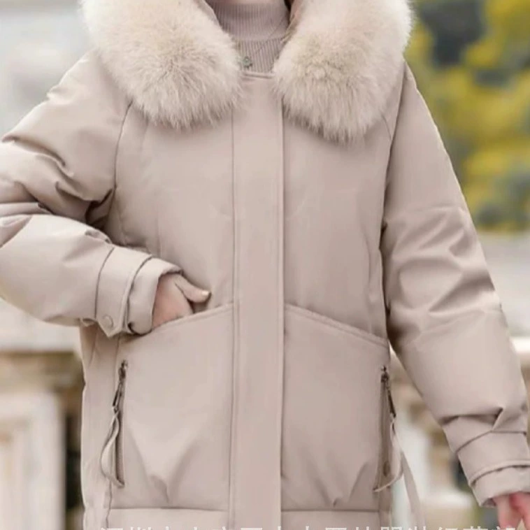 Осенне-зимний новый пуховик оптом с меховым воротником для мамы, зимняя хлопковая куртка, элитная женская прямая трансляция средней длины