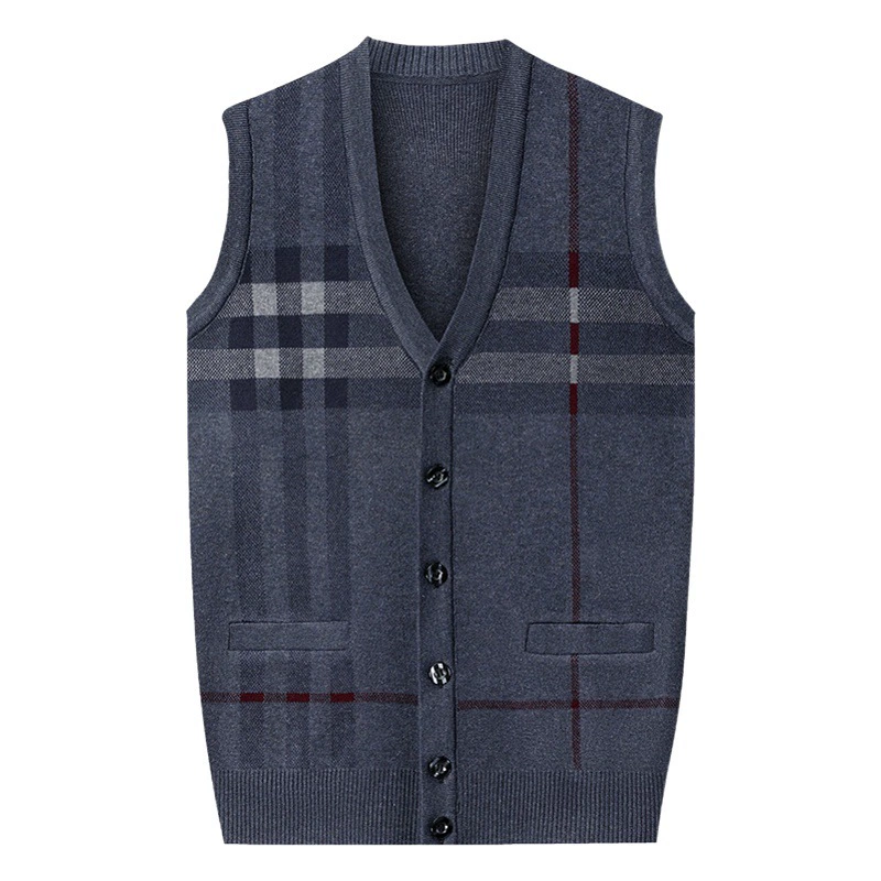 Осенний мужской жилет-кардиган, новый мужской жилет среднего возраста с V-образным вырезом, мужской жилет без рукавов, Базовая рубашка оптом