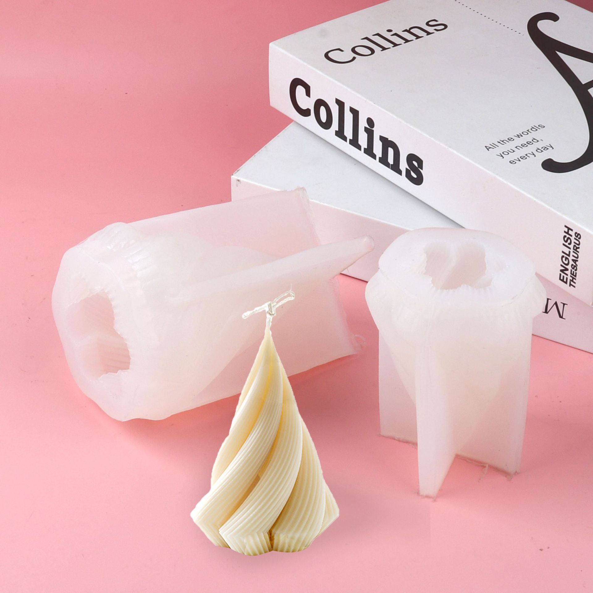 Trigo ciclón crema torre vela molde silicona twist árbol cono torre aromaterapia vela molde en stock al por mayor fondant molde