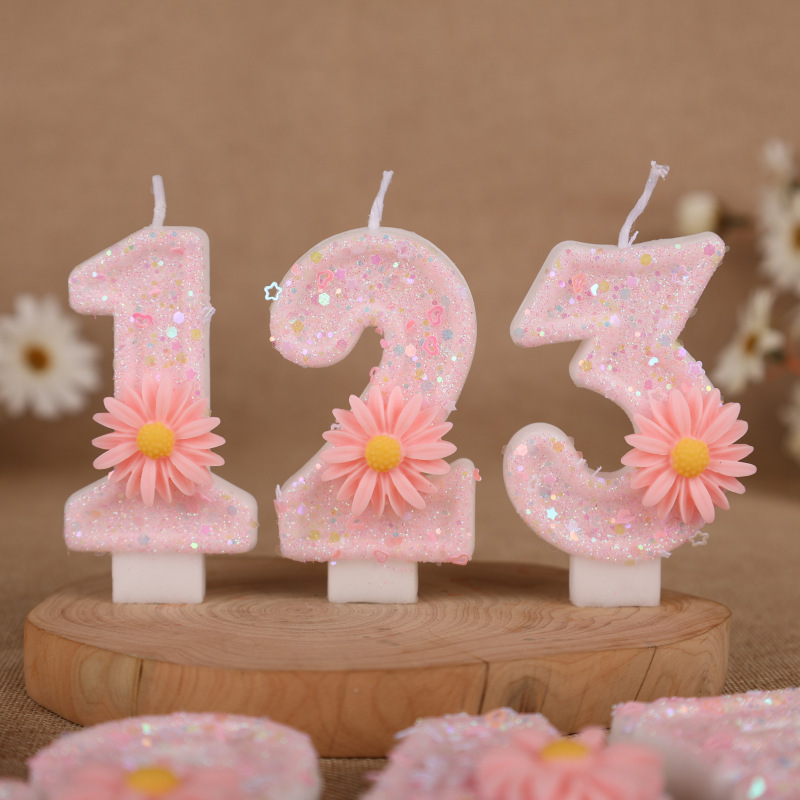 クロスボーダー Amazon Xiyin クリエイティブ ピンクひまわりデジタル誕生日キャンドル ケーキ デコレーション 0-9 デジタル キャンドル用|undefined