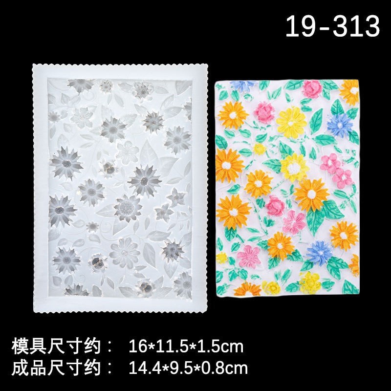 Planta flor fondant chocolate en relieve hojas de ratán patrón retro molde de silicona textura de pastel decoración