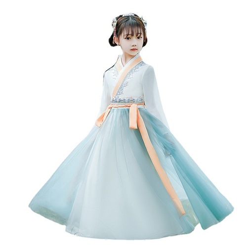 Children's long-sleeved Hanfu summer super fairy girl ancient costume Tang suit girl Chinese style ancient Hanfu skirt spring and autumn