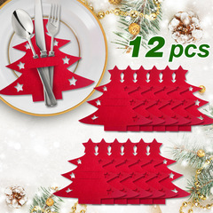 クロスボーダークリスマス装飾品フェルト布ナイフフォークセットパーティーミニクリスマスツリーフォークスプーン食器袋フォークスプーン袋装飾