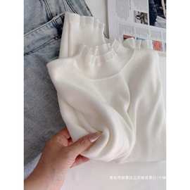 蕾丝拼接半高领软糯打底上衣女2025春季气质小香风内搭针织衫毛衣