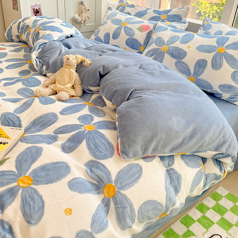 Otoño y invierno leche edredón cubierta de una sola pieza de coral doble edredón grueso dormitorio de estudiantes individuales 200x230