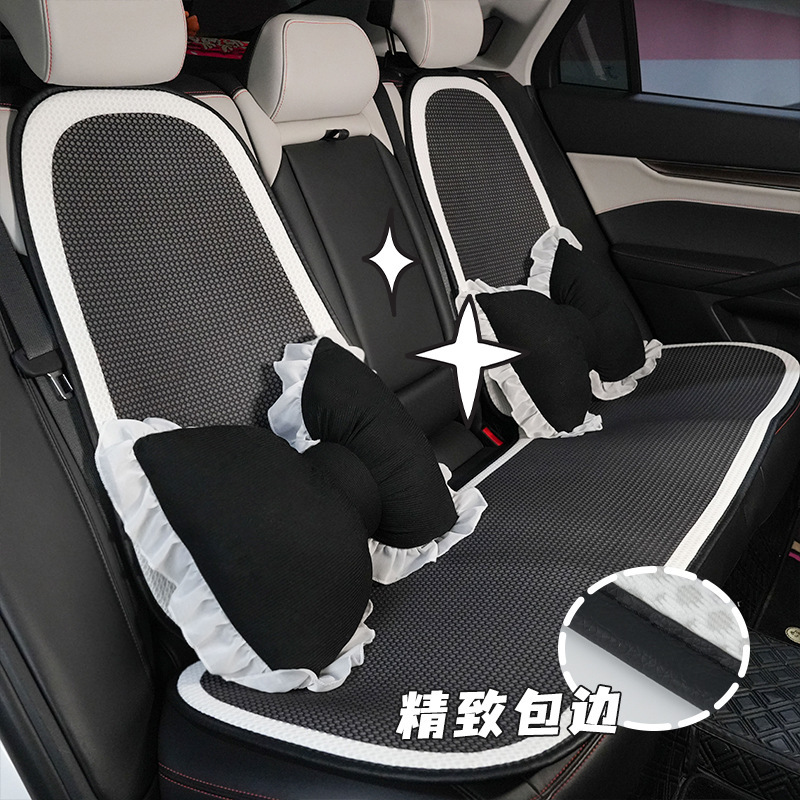 (2개) FOUR SEASONS GENERAL MOTORS HEADREST 허리 레이스 나비 자동차 헤드 레스트 편안한 통기성 와플 자동차 쿠션