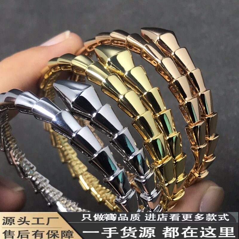 V Cross-Border Baojia Snake-Shaped Smooth Bracelet for Women, Spring Snake Bone Pure Silver Bracelet for Women, Dropshipping Source, Snake-Shaped Bracelet Design
