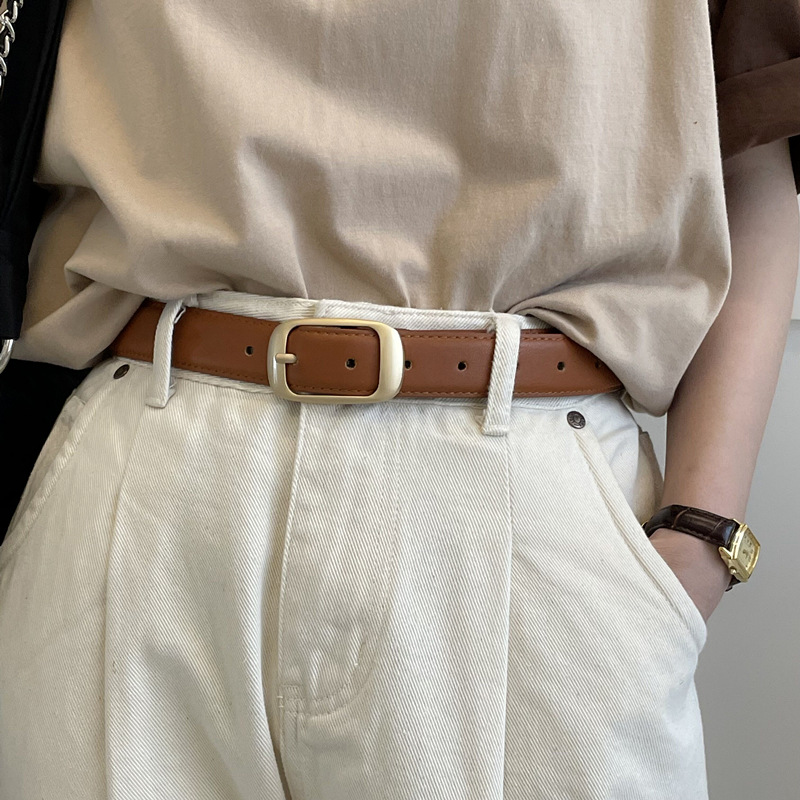 Minimalist Women's Leather Belt For Jeans And Suit Trousers_voghion.com