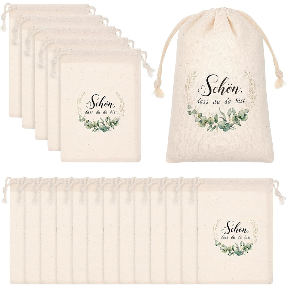 跨境现货德国站婚礼派对聚会袋节日感谢礼品袋抽绳束口包装棉布袋