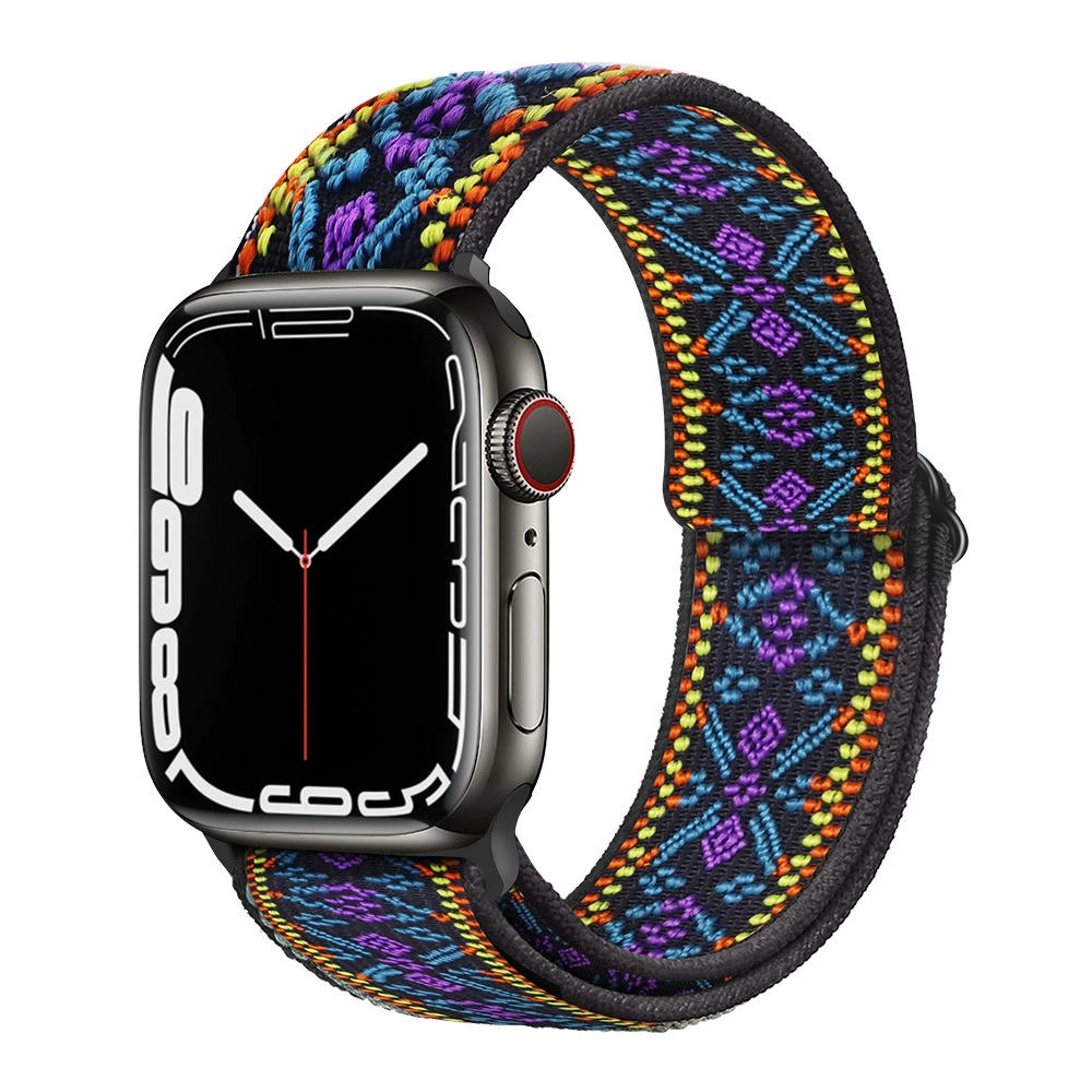 Ремешок для часов (Apple) для Apple Watch 5/6/7/8/SE, эластичный нейлоновый, пластиковый разъём, мультиразмер