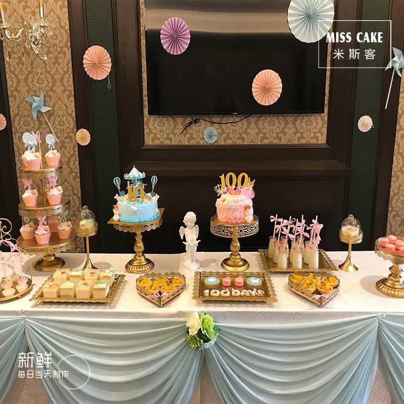 Postre de oro Decoración de mesa soporte de exhibición traje creativo europeo pastel merienda stand buffet comida fría té mesa de descanso image 27
