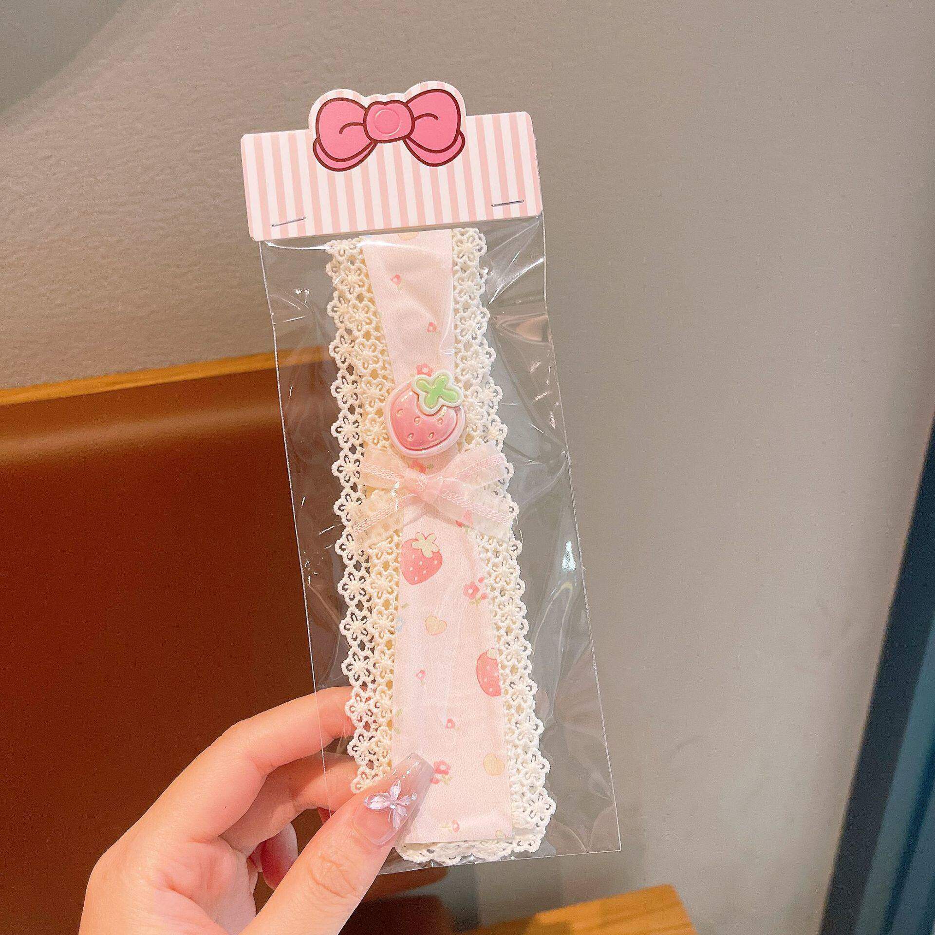 1# ピンクレースロングヘアポスト長さ約17cm