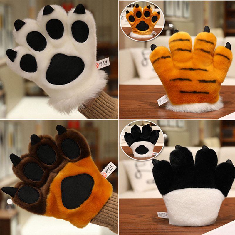 Simulated Animal Palm Tiger Paw Gloves Children's Performance Shooting Props Panda White Tiger Hand Puppet Wholesale