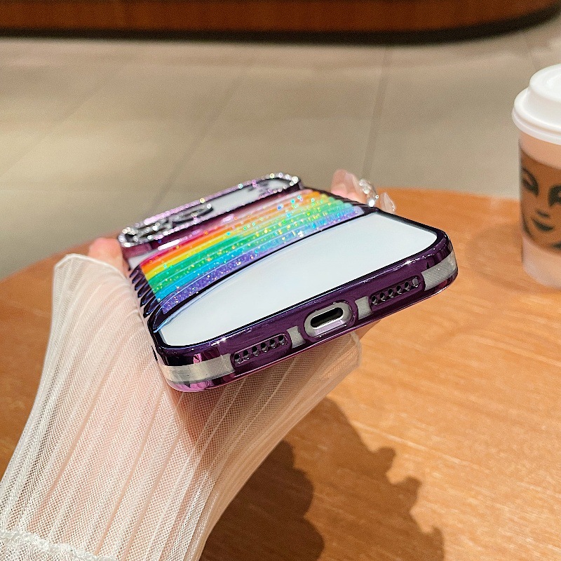 Suitable For Iphone 17 Phone Case, Colorful Liquid Sand, Electroplated Rhinestones, With Built-In Lens Film Protective_voghion.com