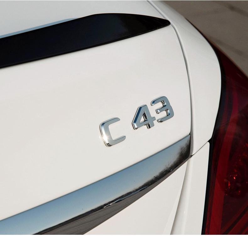 Mercedes-Benz C-Class: C200L, C180L, C260L – upgrade to C43 AMG with side fender emblems, rear emblems, and trunk emblems