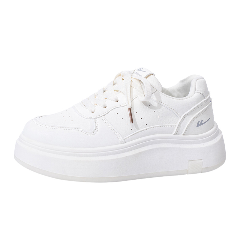 HuiLi2026 nuevo primavera y otoño versátil zapatos blancos de suela gruesa de polvo de melocotón zapatos de cabeza grande calentamiento de los estudiantes de viaje zapatos individuales mujeres