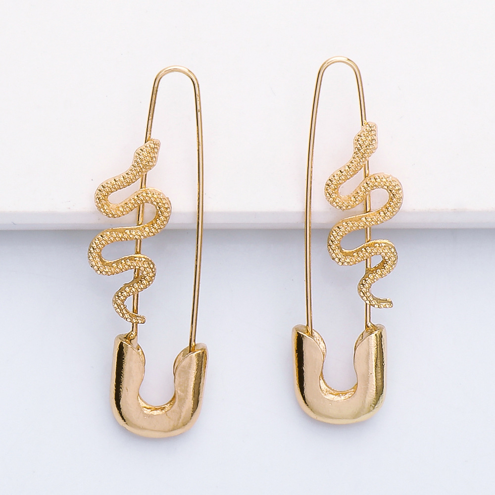 Korean Style Lock Snake Earrings display picture 3