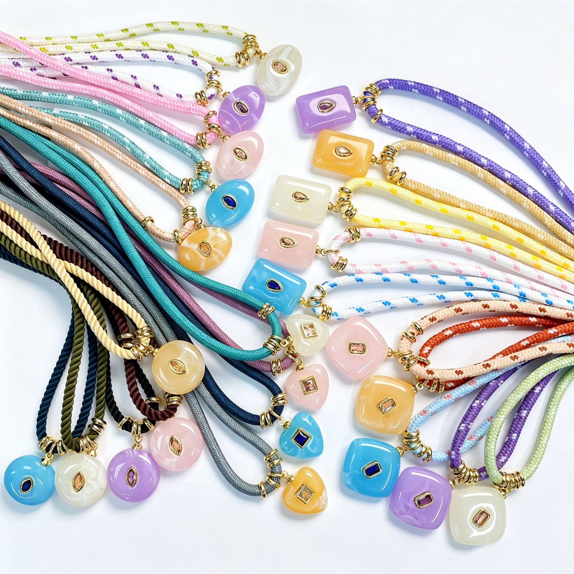 Cross-border new product dopamine DIY jewelry, imitation natural stone resin pendant, colorful necklace pendant