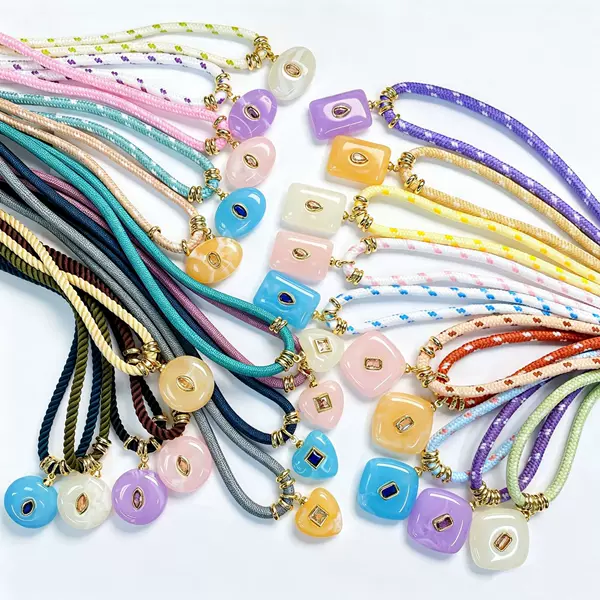 Cross-border new product dopamine DIY jewelry, imitation natural stone resin pendant, colorful necklace pendant