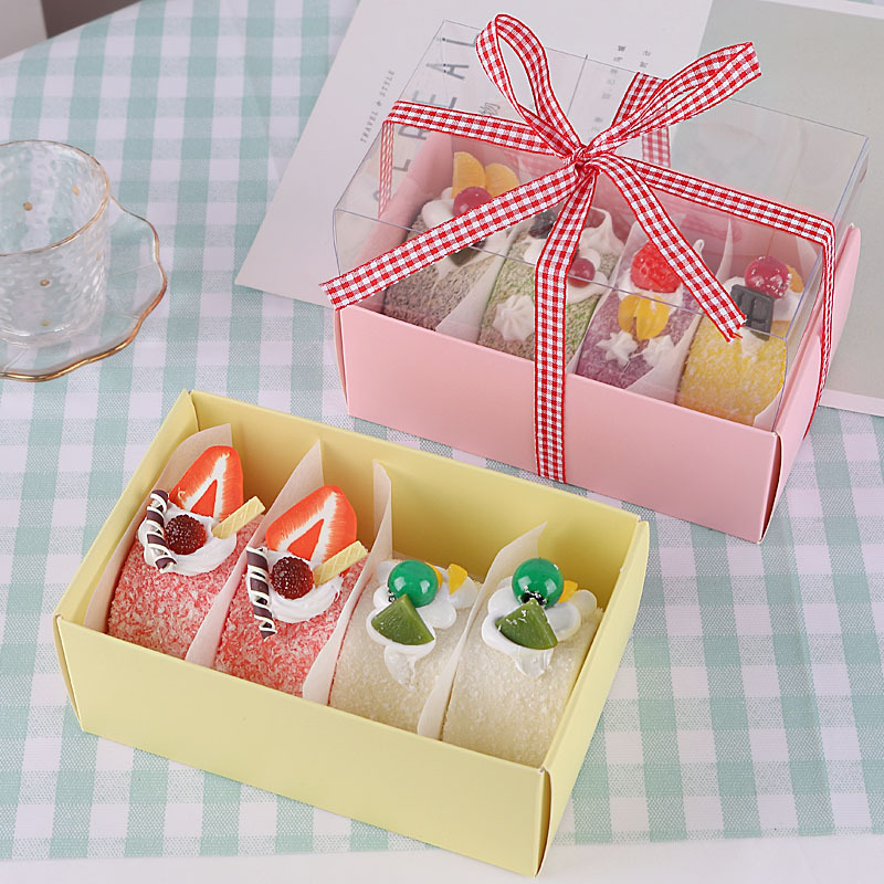 网红韩式蛋糕卷包装盒卷卷毛巾卷瑞士卷盒子透明甜品烘焙切块抱抱