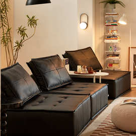 自由组合模块沙发自定义单体黑色布艺沙发型单人客厅皮埃蒙特模块