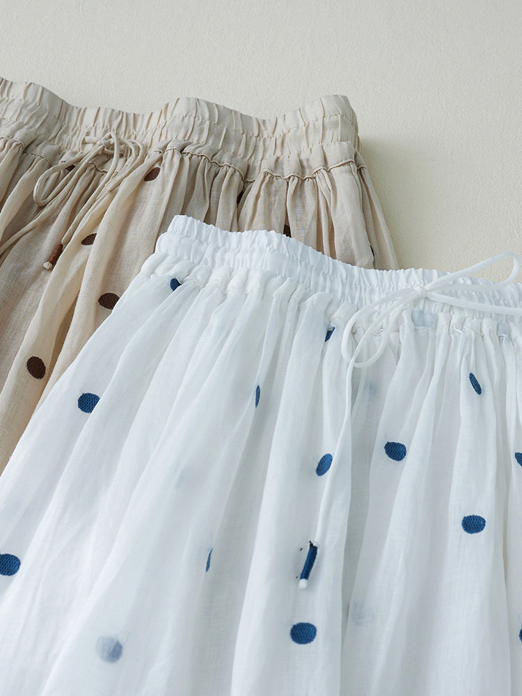 Chân váy xếp ly dáng chữ A cạp cao cotton hai lớp kiểu Nhật — Xanh lông mòng đen
