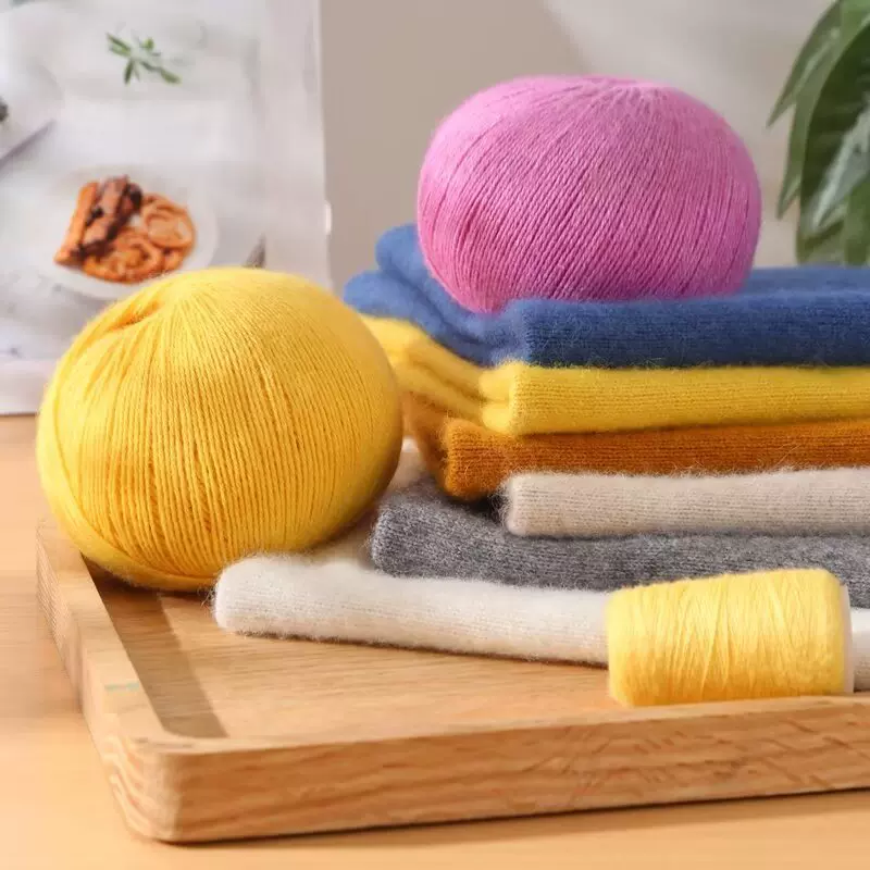 手编羊绒线柔和保暖亲肤适合手工编织DIY中粗毛线团羊绒衫羔羊绒