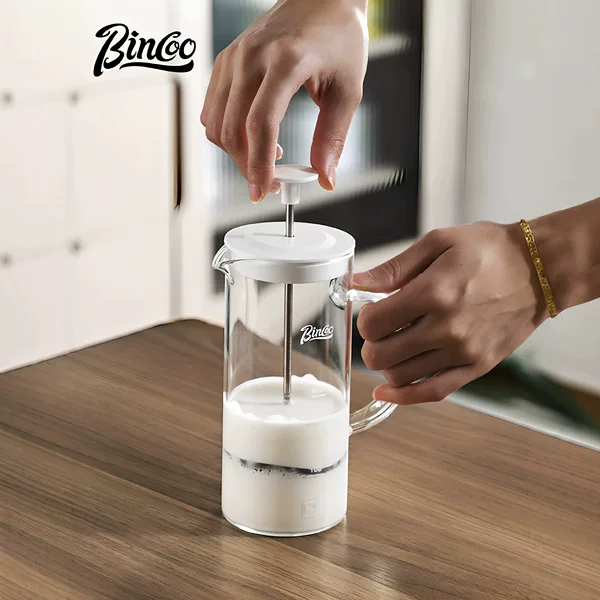Bincoo Coffee French Press Pot for Home Use, Glass Press Pot for Hand Brewing, Milk Frother, Coffee Filter Device
