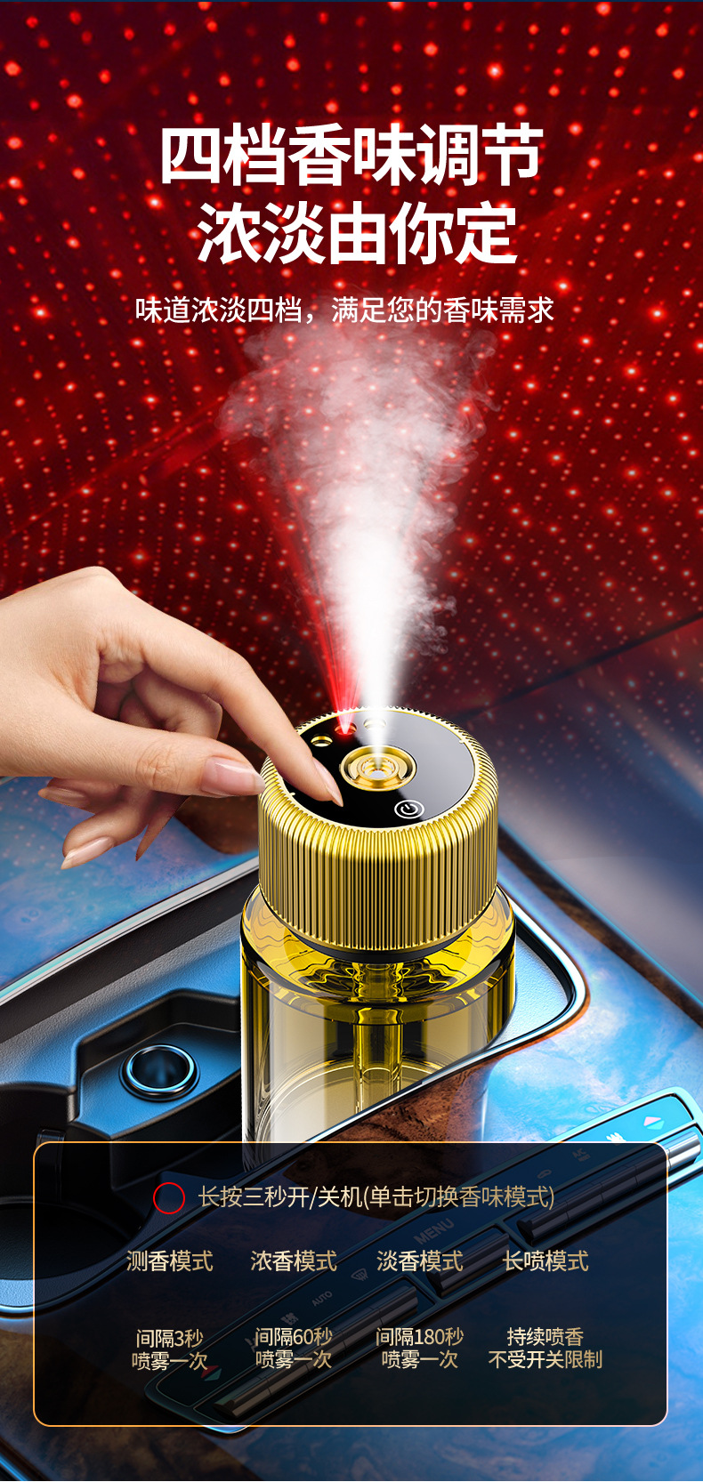 Cross-Border Car Perfume Aromatherapy Starry Sky Ceiling Car Start and Stop Car Smart Spray Fragrance Machine Men's High-End Aromatherapy