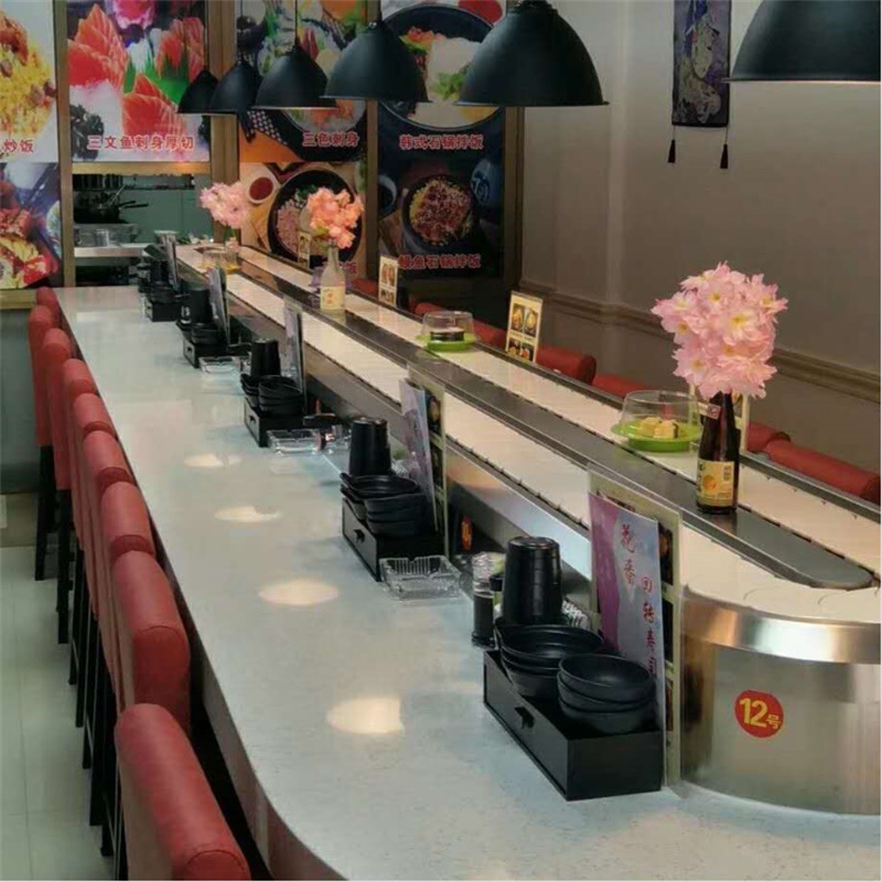 厂家供应旋转火锅设备 小火锅传送带链条回旋输送餐台