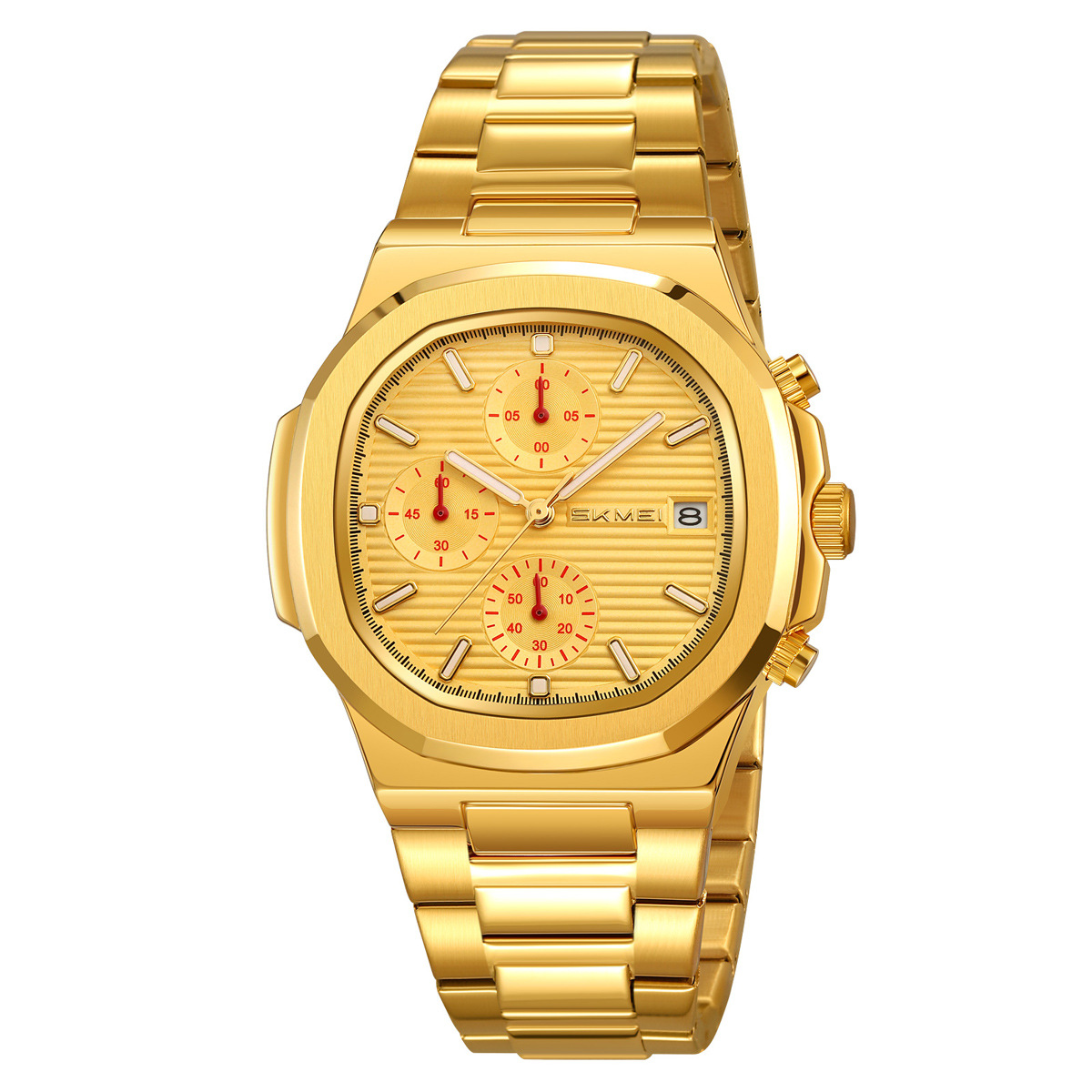 Momento de tres ojos seis agujas reloj de cuarzo para hombres nocturna multifuncional deportivo impermeable reloj de negocios fuente mayorista