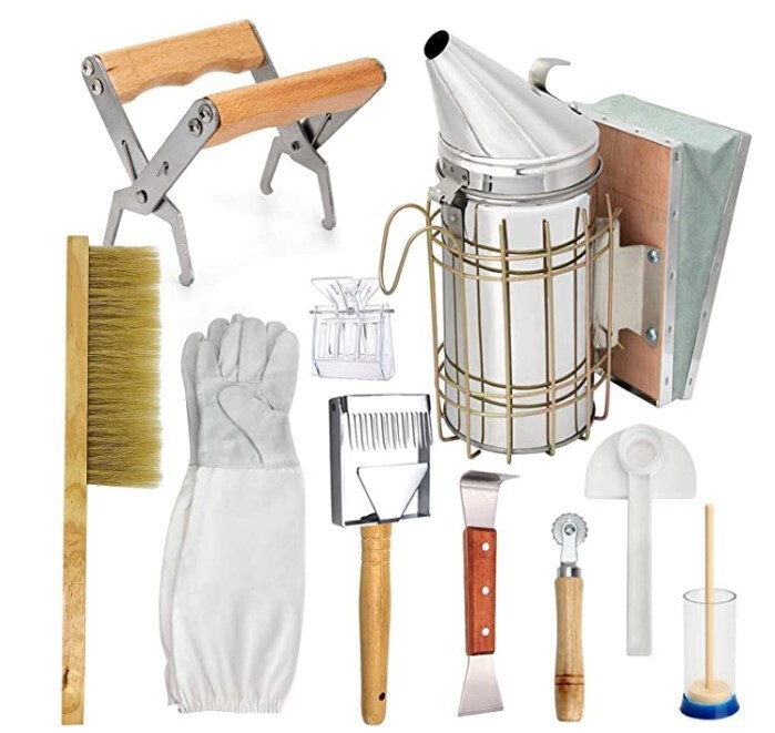 Beekeeping tools suit smoke sprayer beekeeping gloves nest frame clip bee Brush honey cutting Fork Red tail scraper